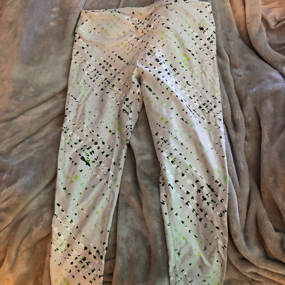 Grey and Green Printed Fabletics Leggings